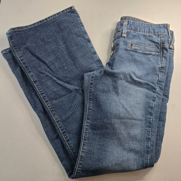 Levi's Jeans Junior's 7 Blue Super Low Button Fly Flare Medium Wash - Picture 8 of 16